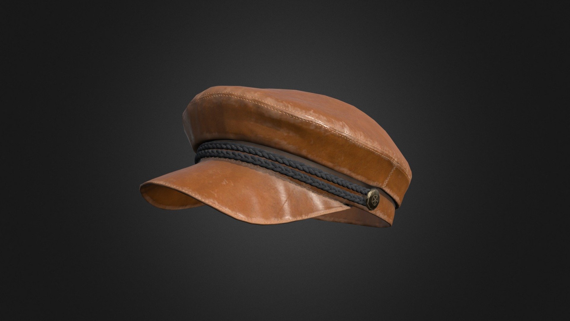 Old Leather Captain Hat 3d model