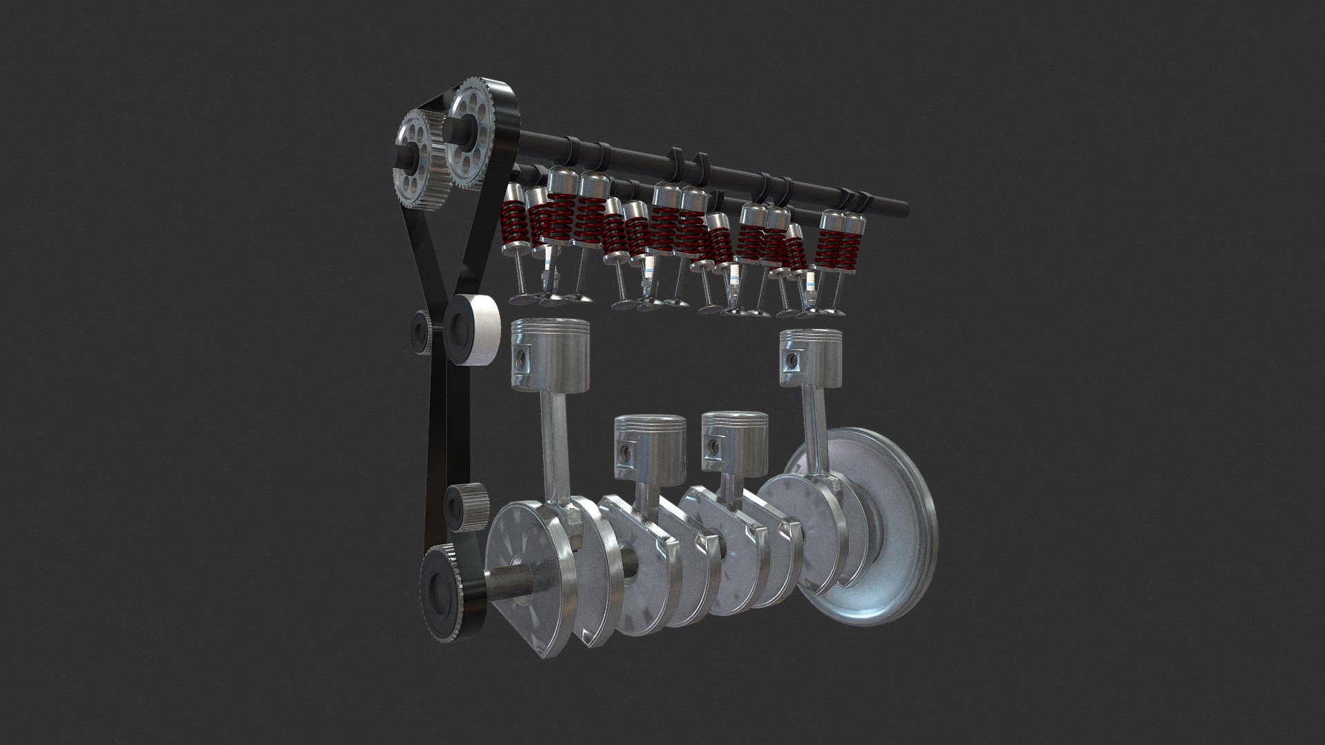 Animated Engine Parts 4T PBR 3d model