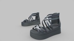 Female Black Straps Plaform Sandals