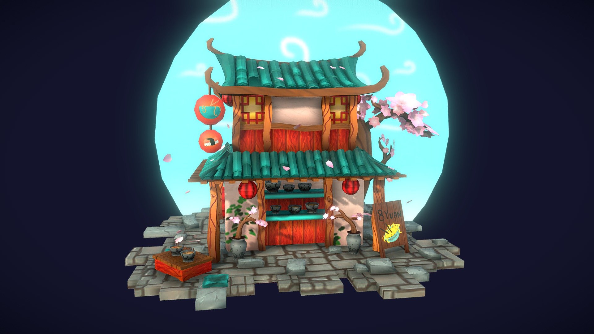 chinese noodle shop 3d model