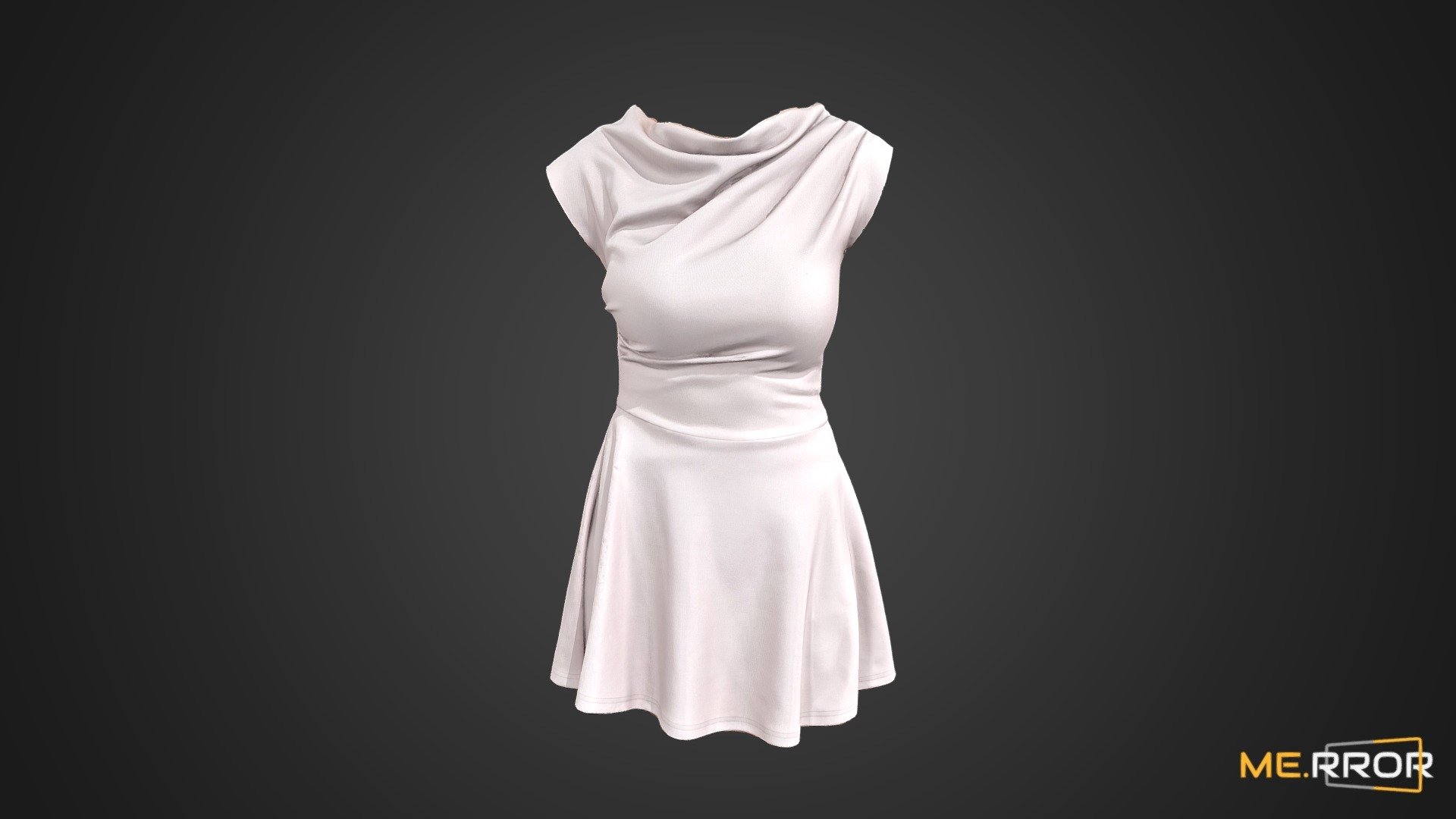 Ivory Short Shirring Dress 3d model