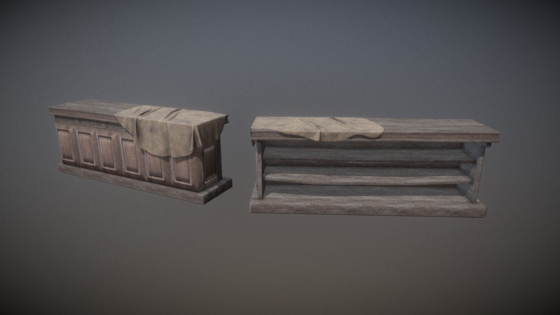 Old tavern Desk + Cloth 3d model