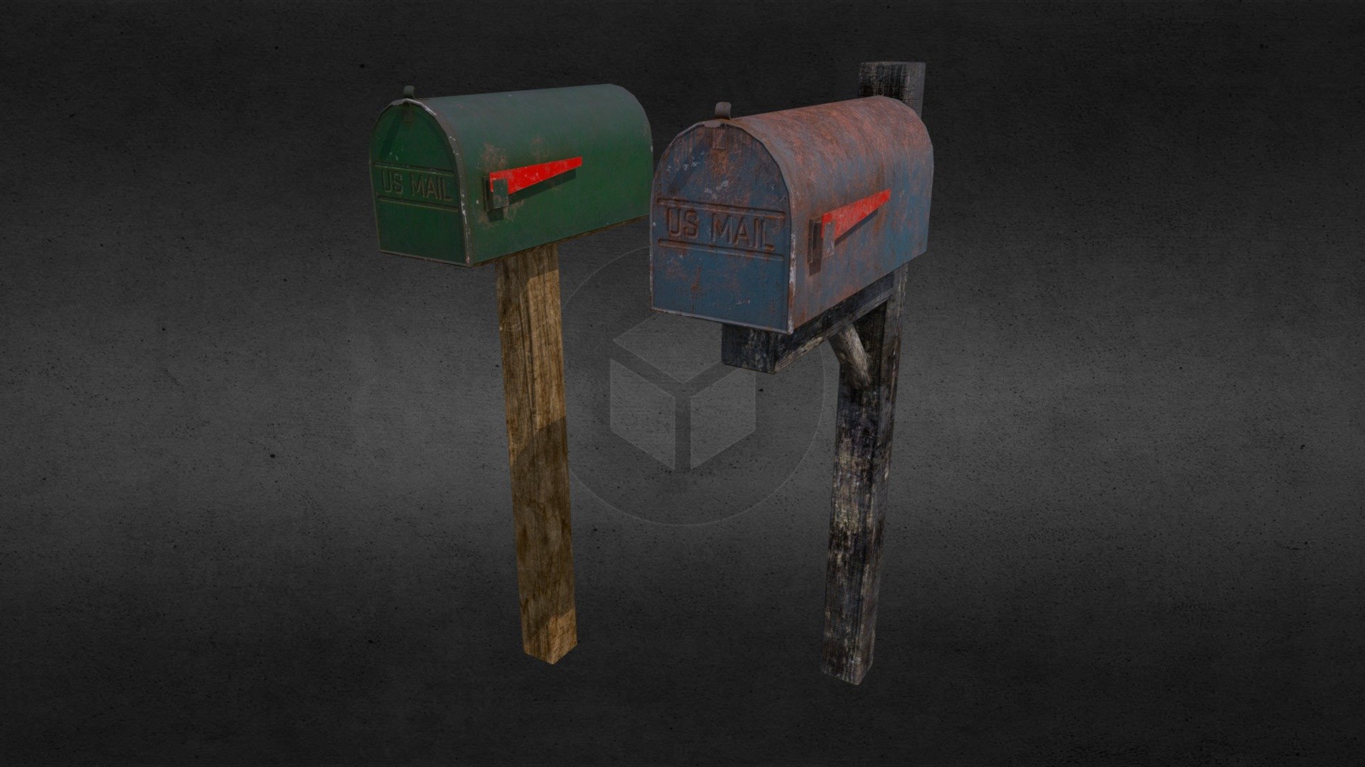 Set of Private Mailboxes 3d model