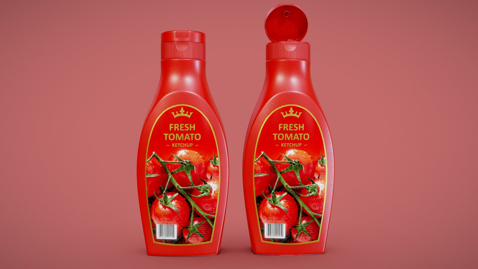 Tomato Ketchup Bottle PBR 3d model