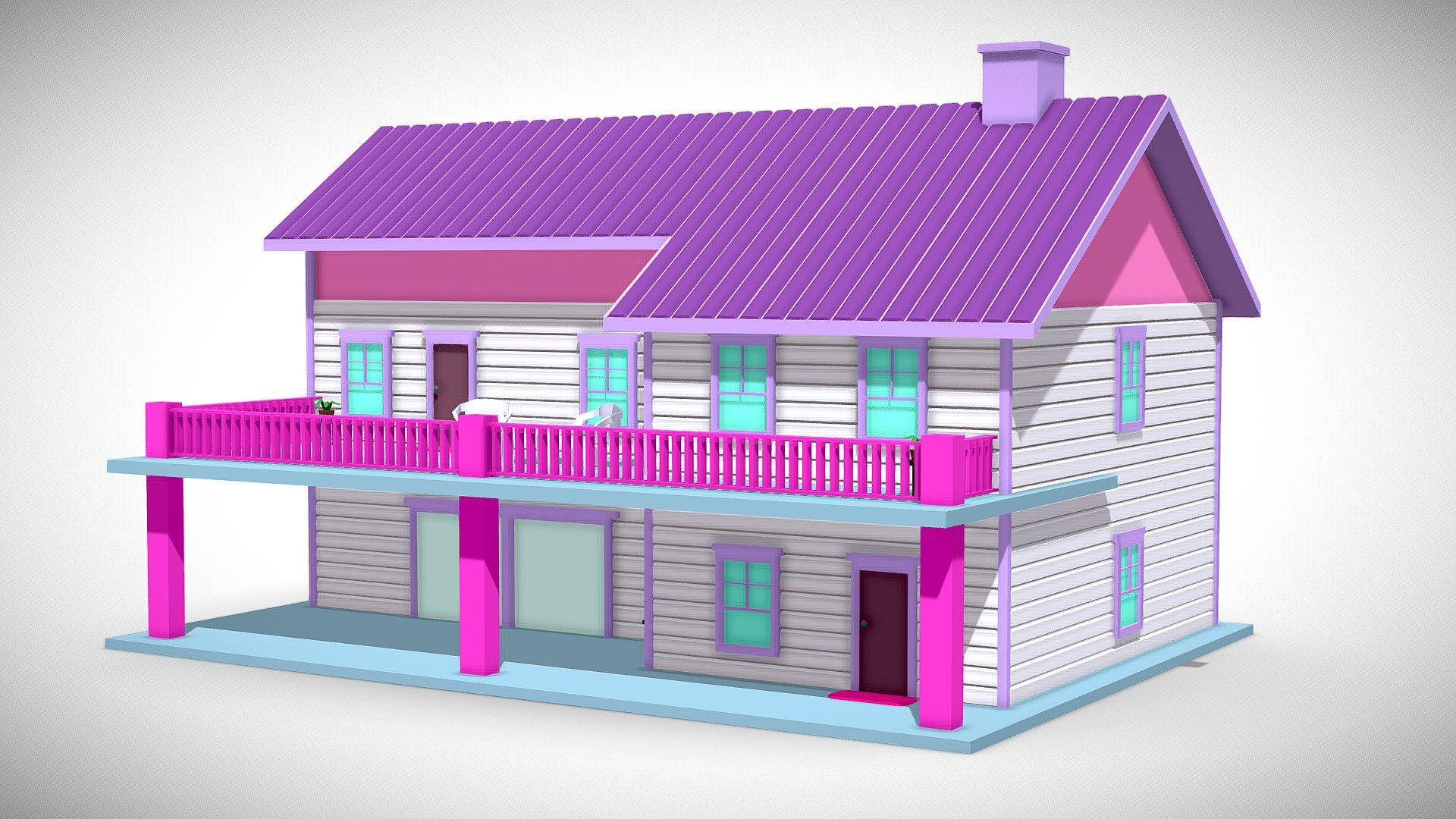 Lowpoly Barbie Girl House 3d model