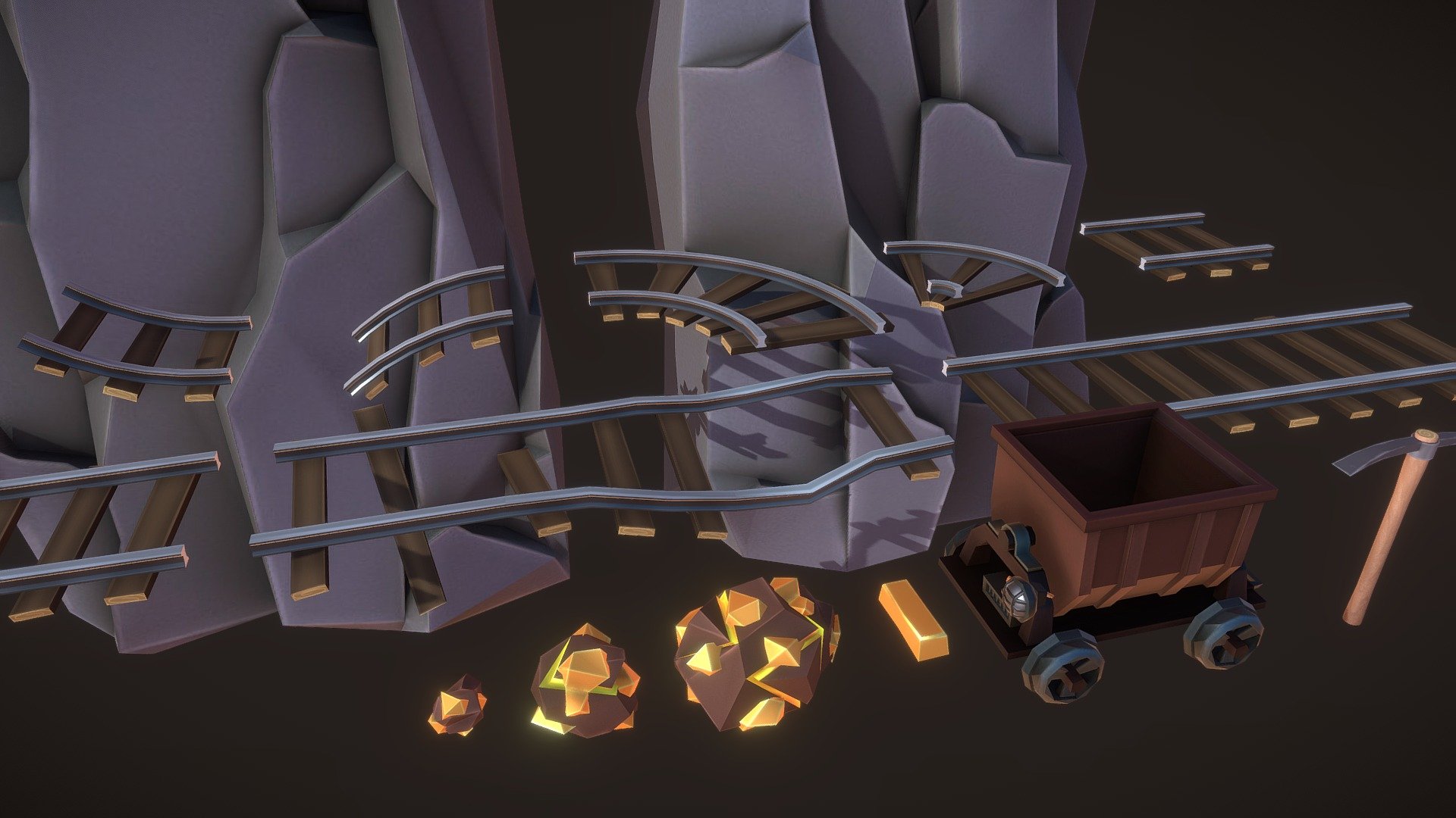 Lowpoly Mine Assets 3d model