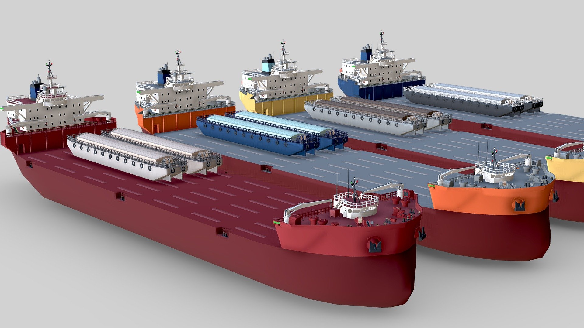 Heavy Lift Vessel lowpoly Low-poly 3d model