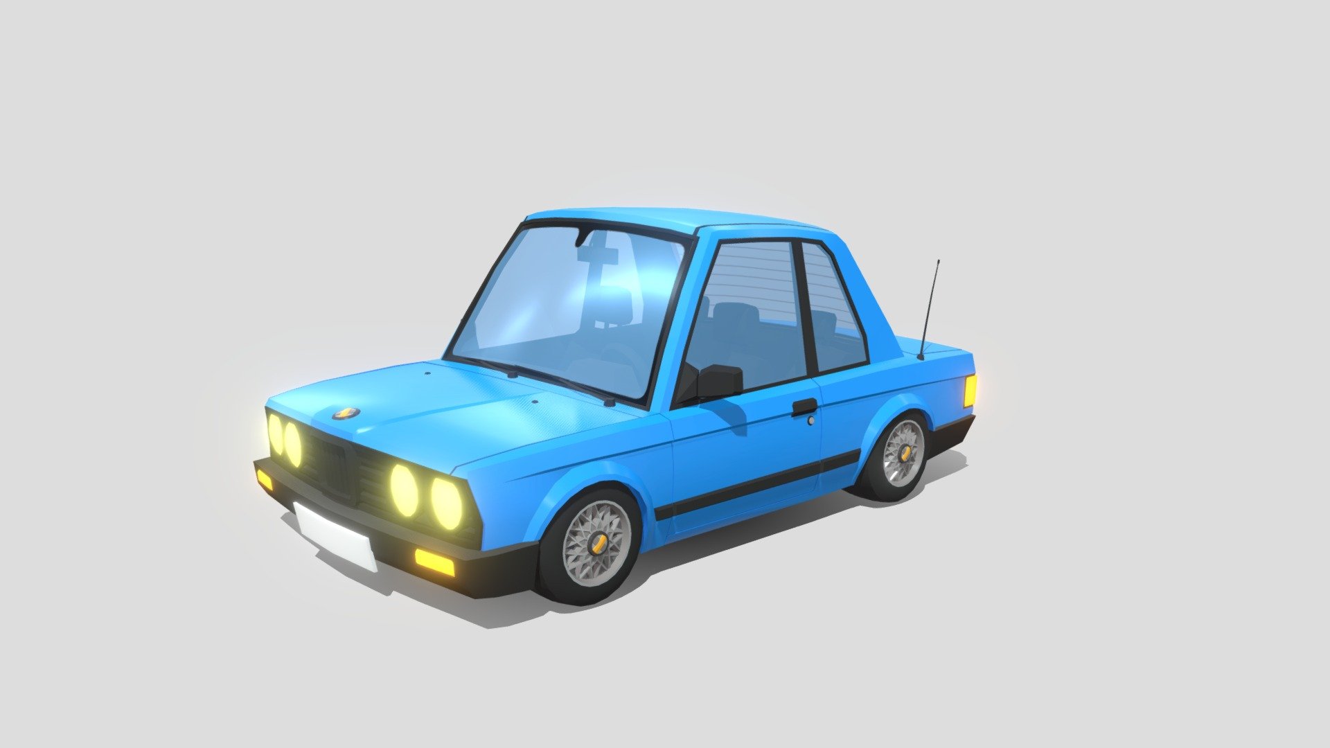 Low poly car classic coupe 3d model