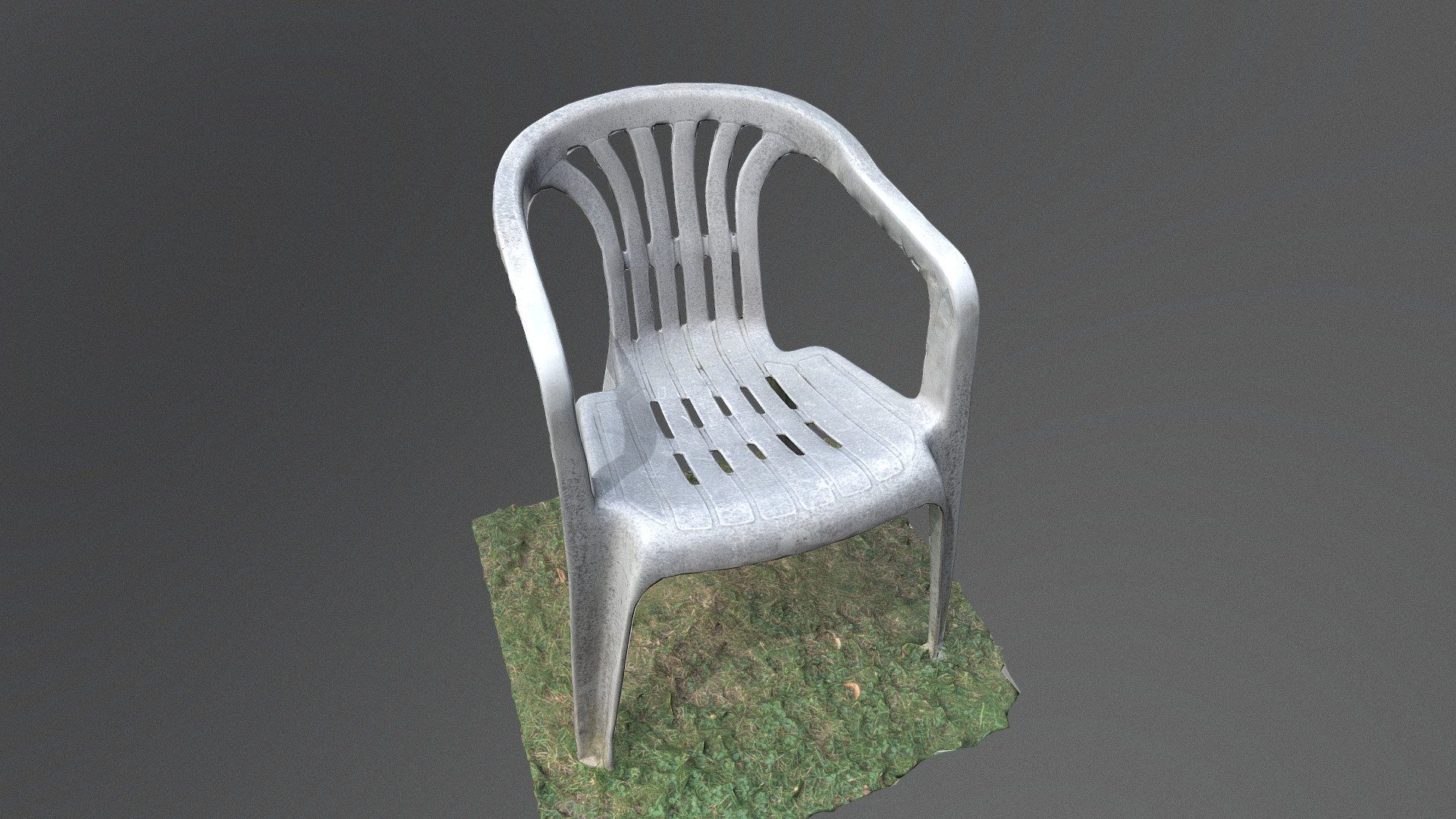 Weathered plastic garden chair 3d model