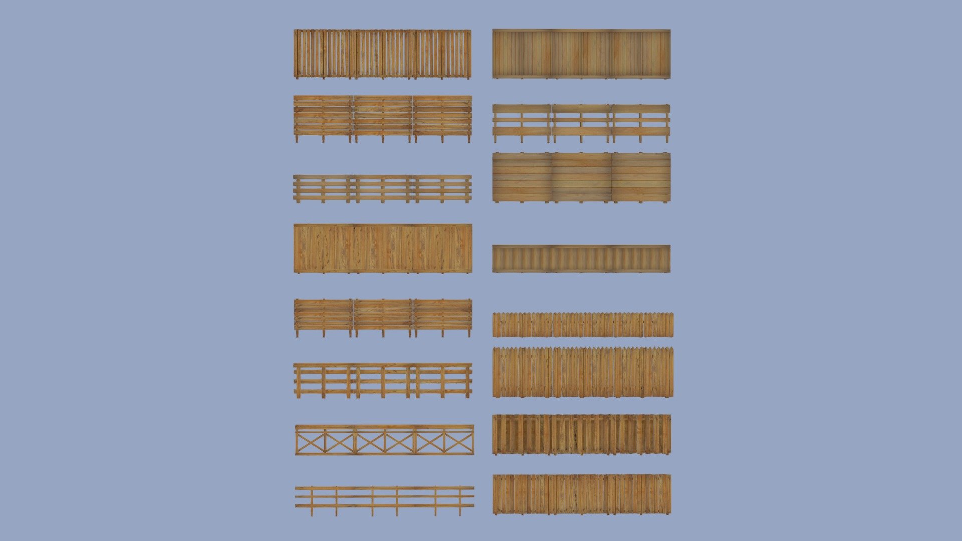 Fence Pack Wood 3d model