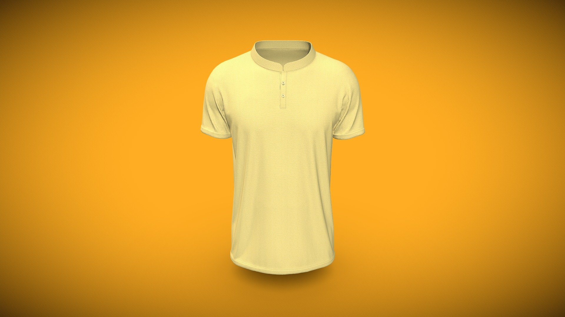 Band Collar Mens Polo T-shirt 3d model