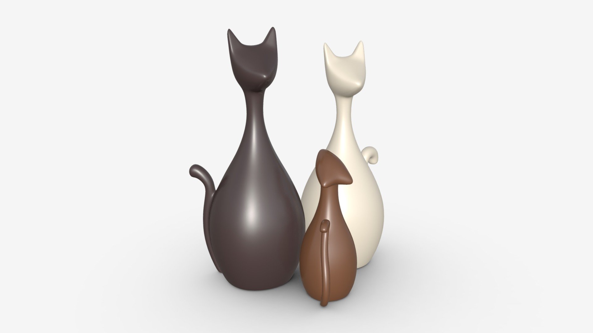 Abstract Animal Cat Ceramic Figurine Set 3d model