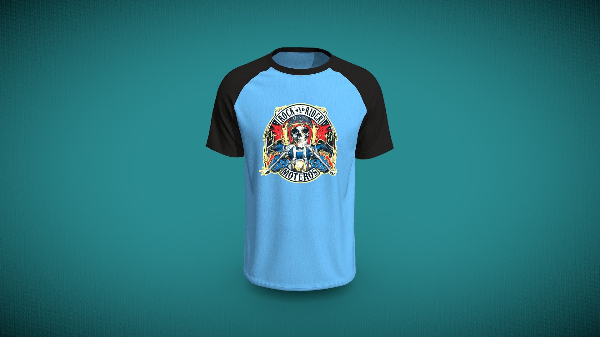 Rock Rider Printed Raglan Sleeve Tee 3d model