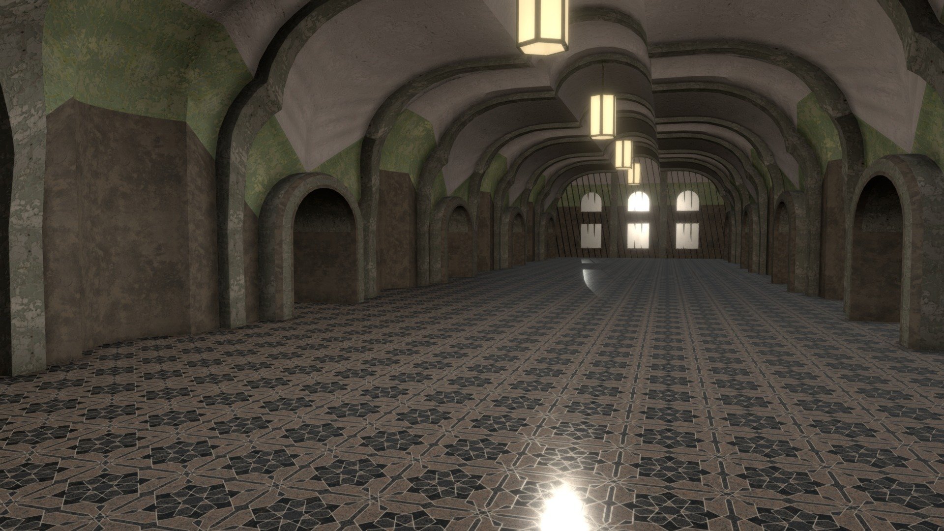 Gallery Hallway 3d model