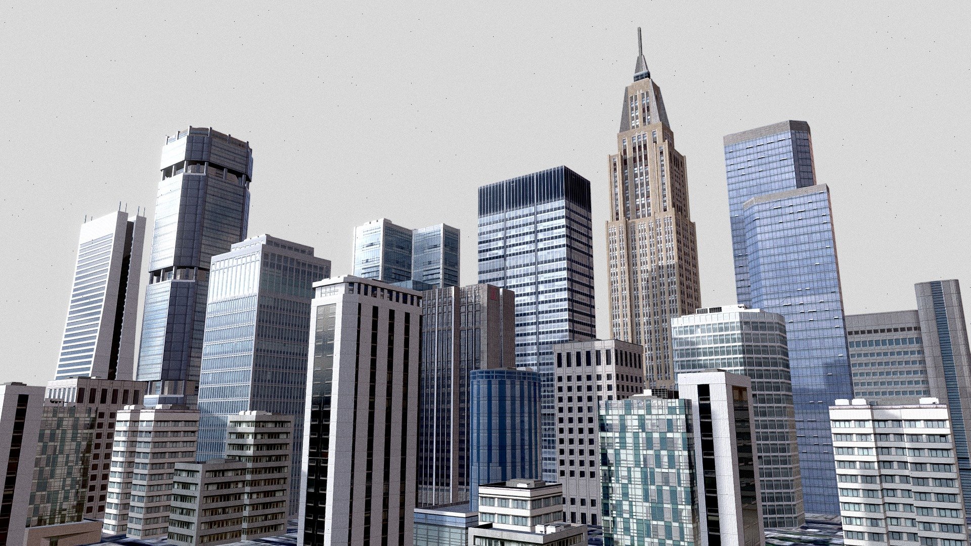 Low-poly City Buildings 3d model