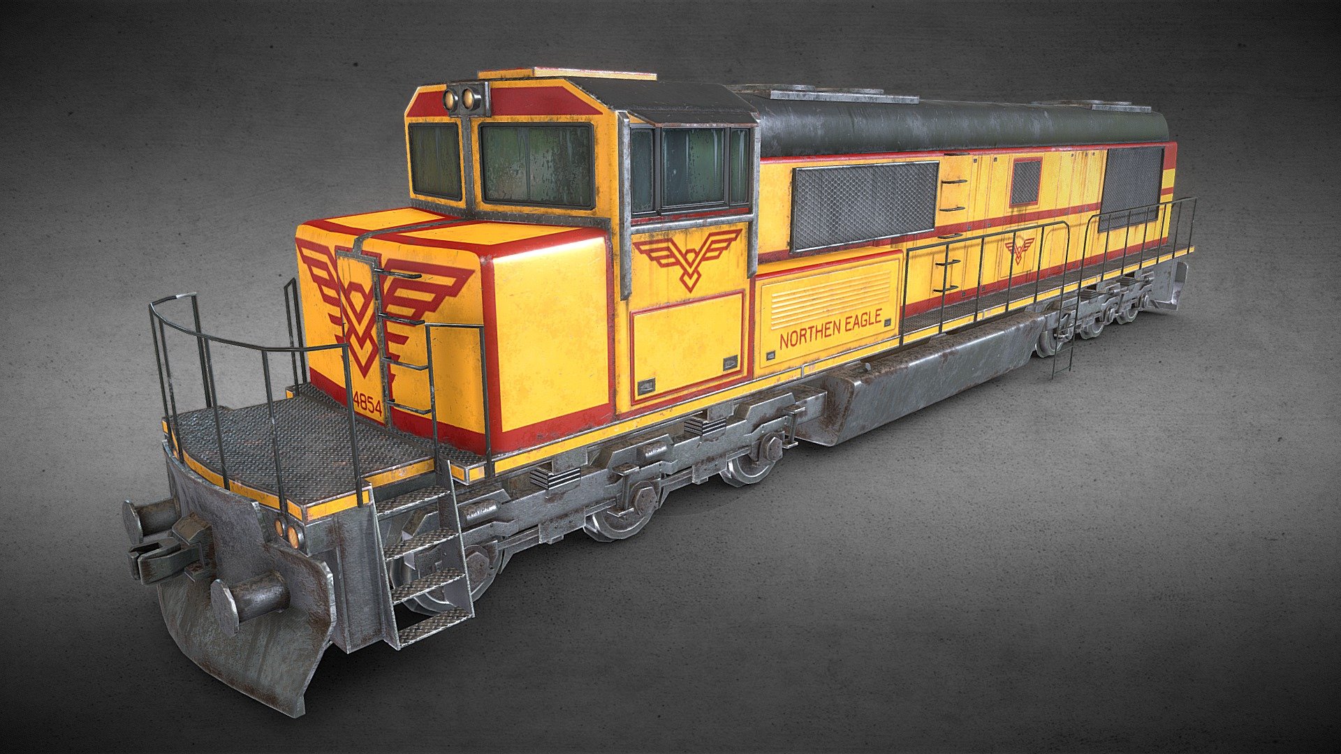 American Train Locomotive Engine 3d model