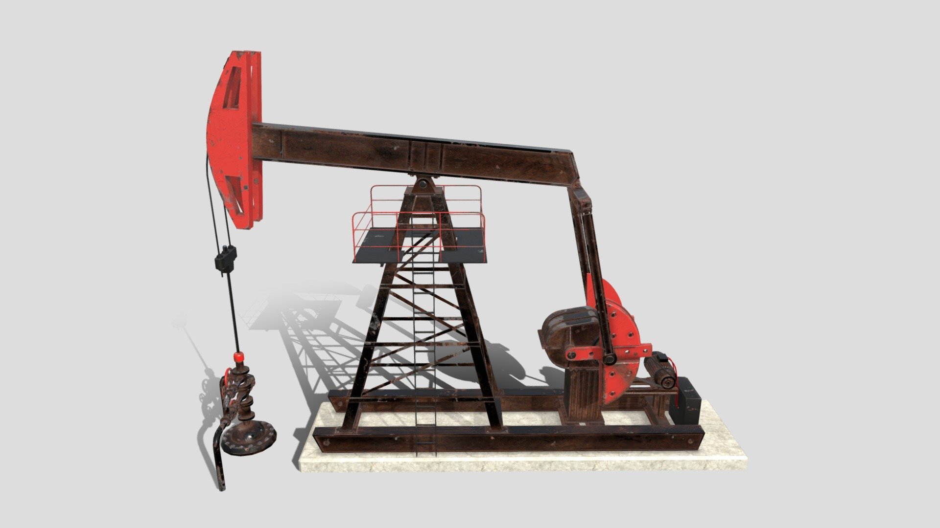 Oil Pumpjack Animated 2 3d model