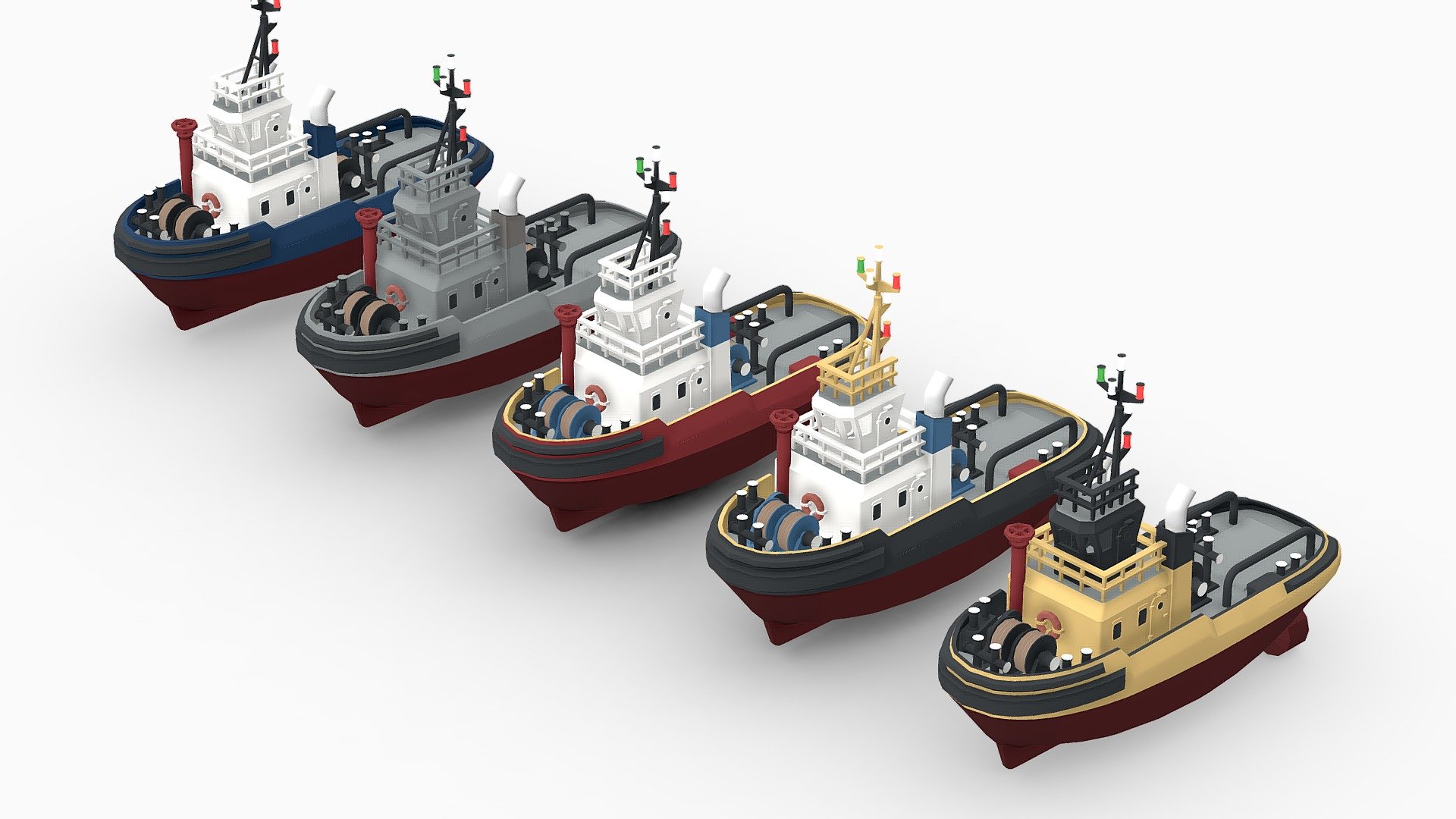 Tug Boat Low-poly 3d model