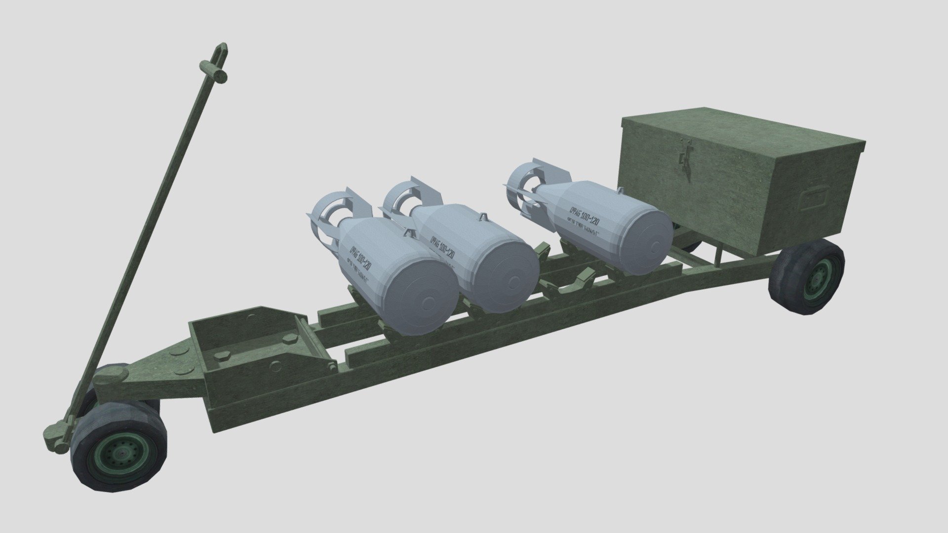 50-100 kg aerial bombs transport cart 3d model