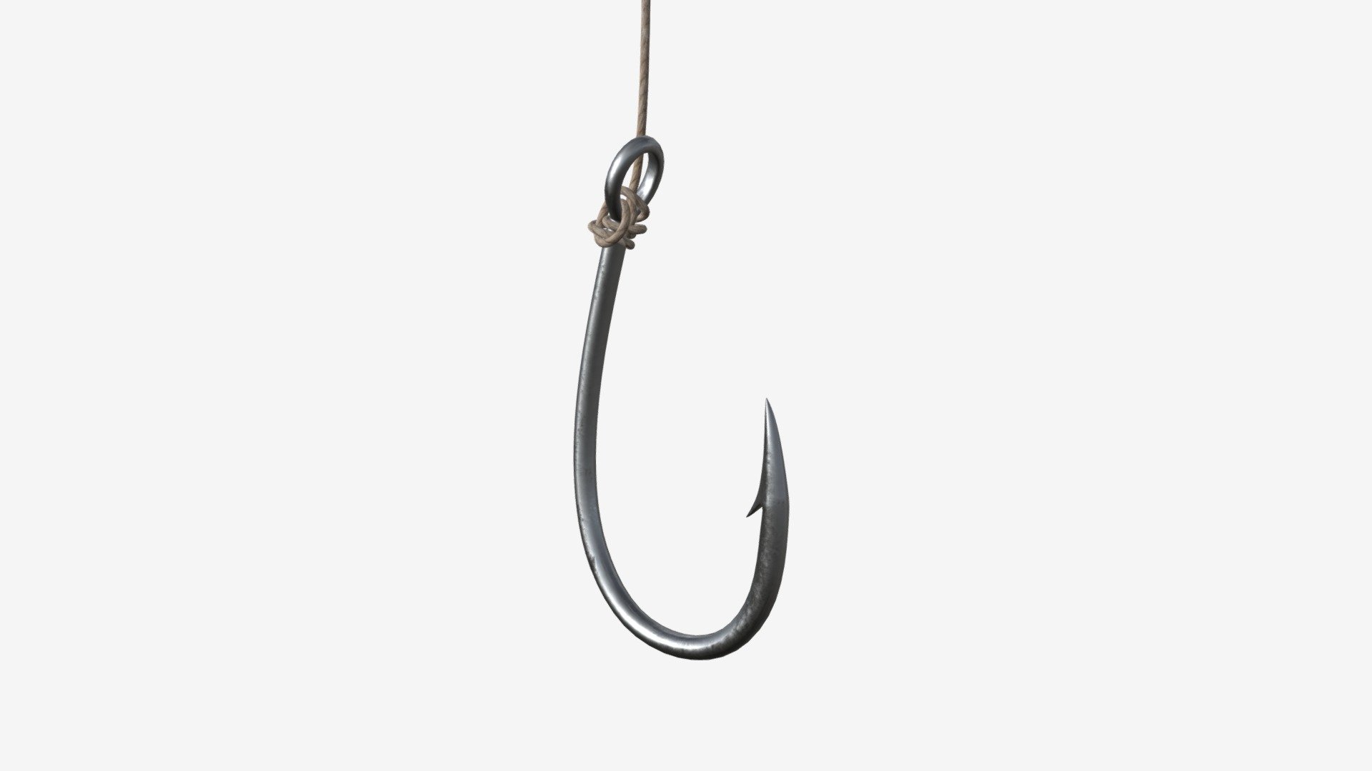 Fishing hook with line 3d model