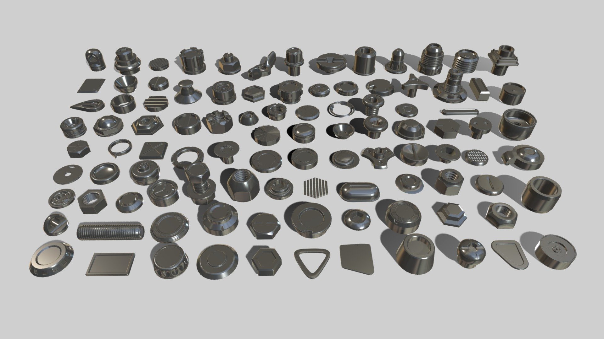 Bolts and Knobs-part-1-100 pieces 3d model