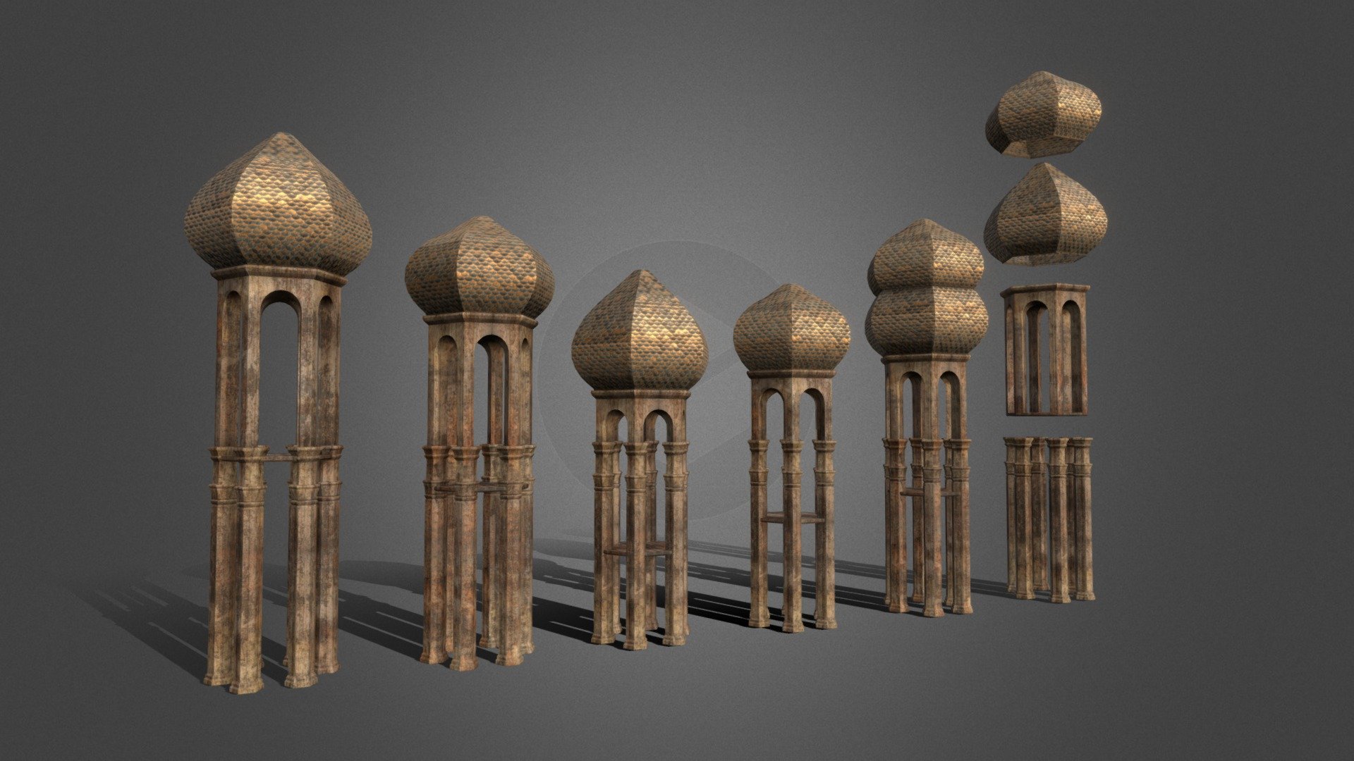 Onion Dome Towers 3d model