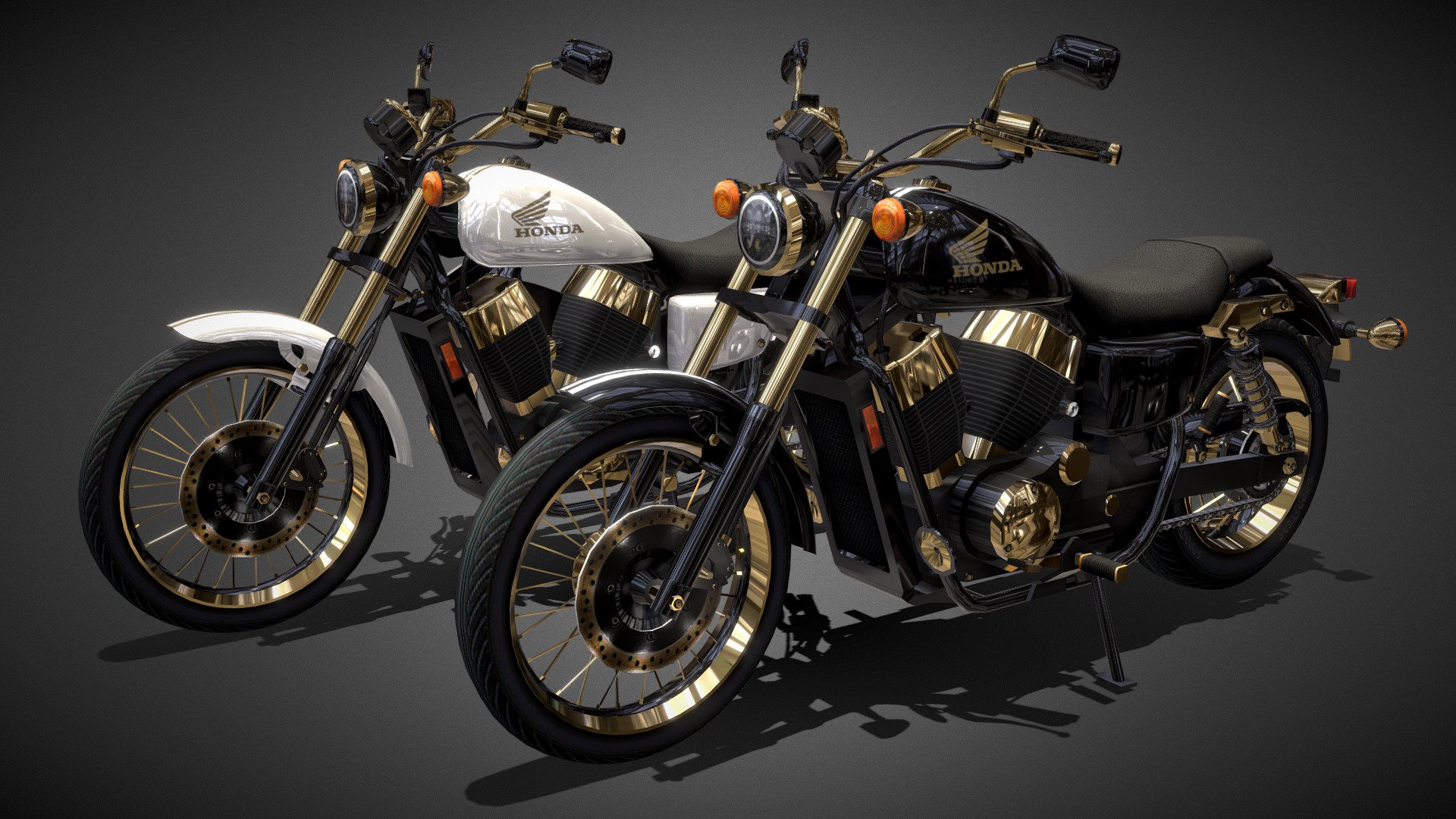 Honda Shadow RS-Gold 2010 By Alex.Ka.🤍🖤 3d model