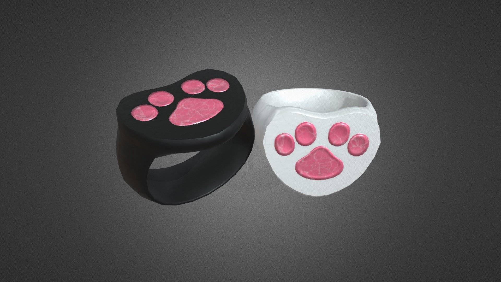 Couple Cat Rings 3d model