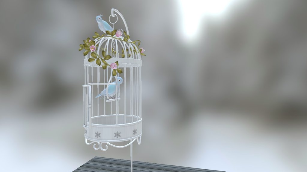 Bird Cage and Birds 3d model