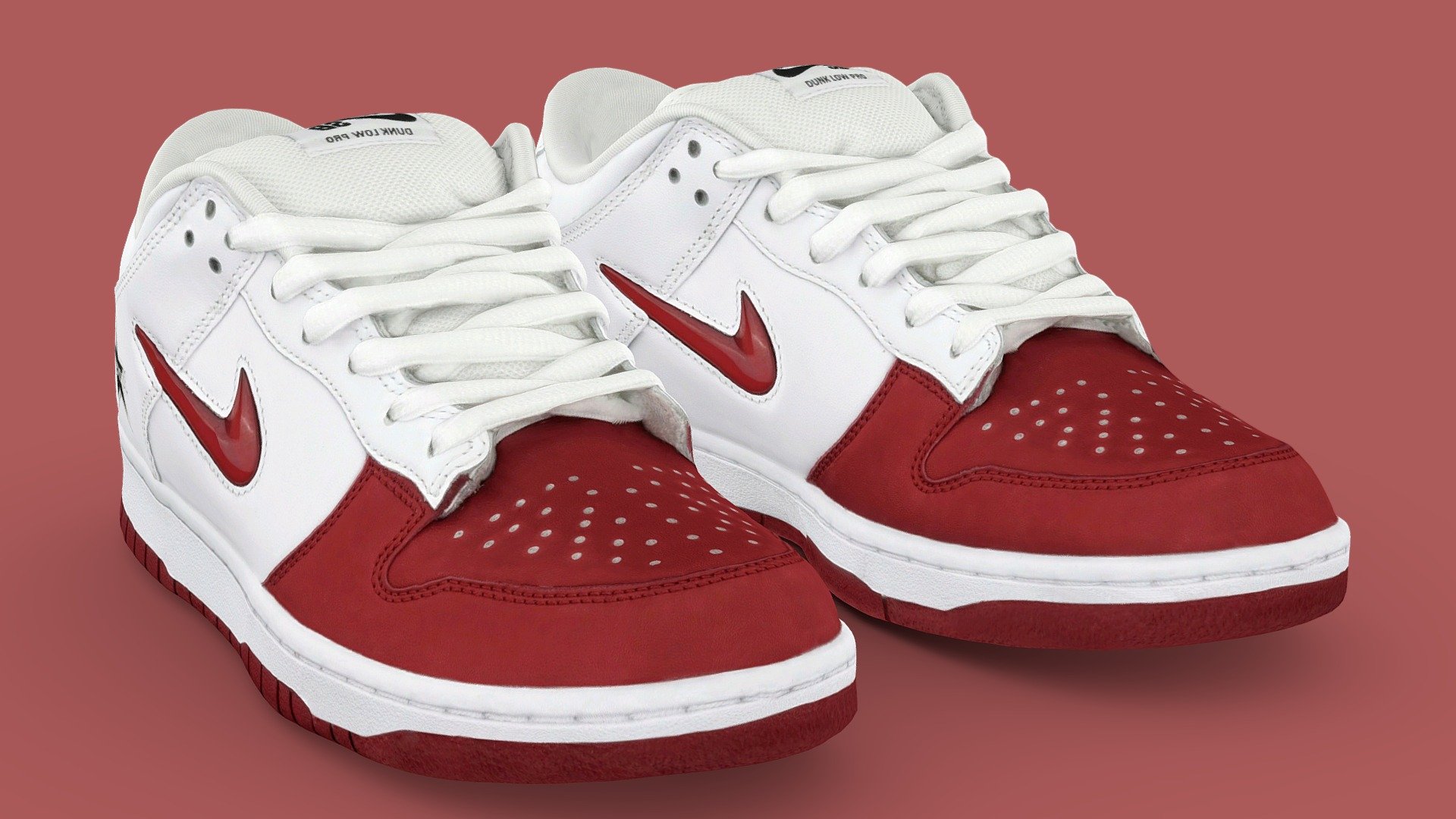 Supreme X Nike SB Dunk Low White 3d model