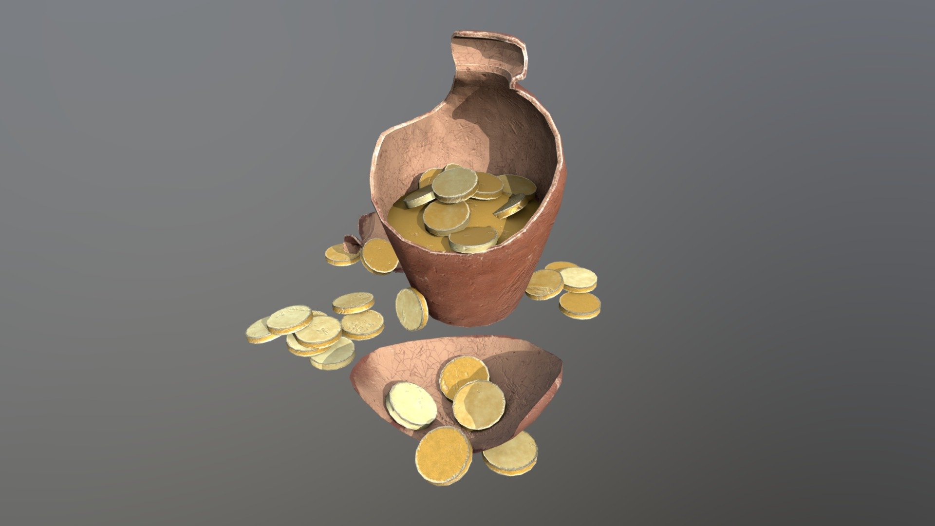 CoinsClay (Game ready asset for Unity URp) 3d model