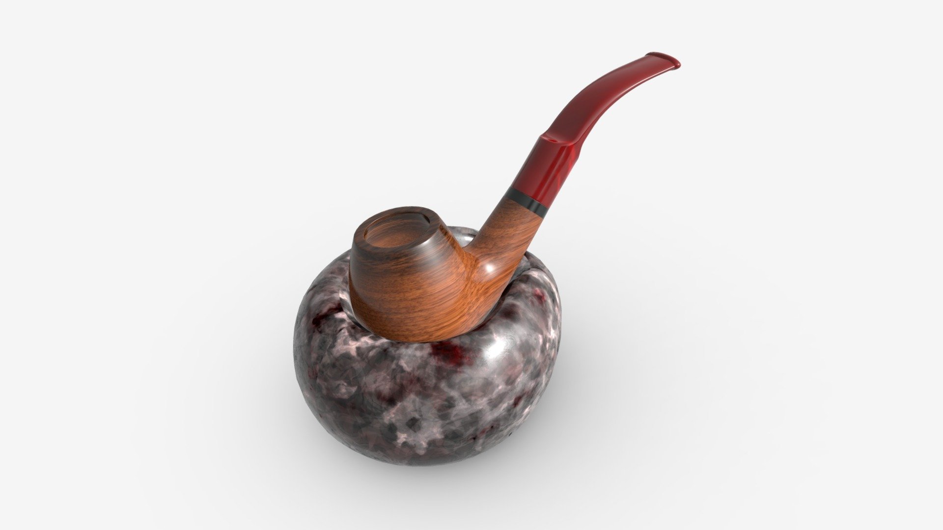 Smoking Pipe Holder Single with Pipe 3d model