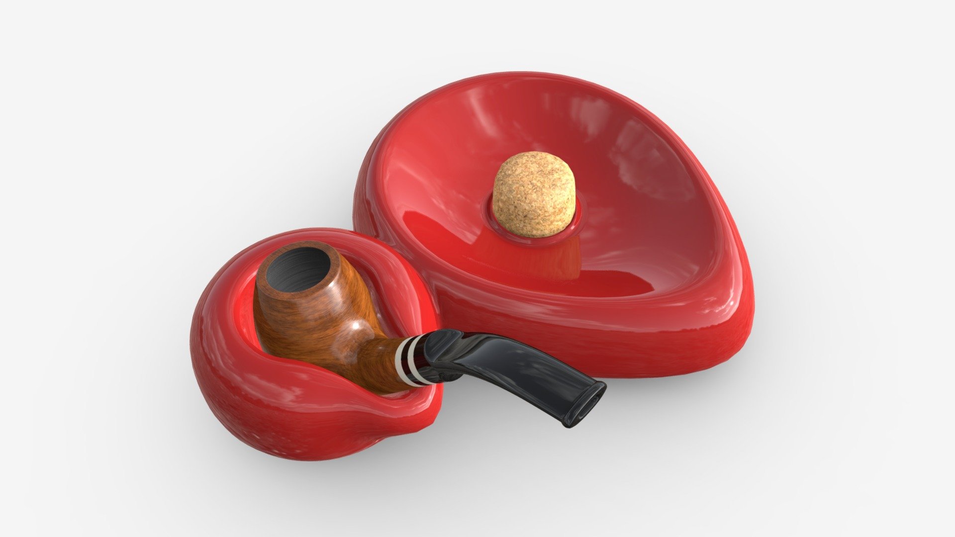 Smoking Pipe Ashtray with Holder 02 3d model