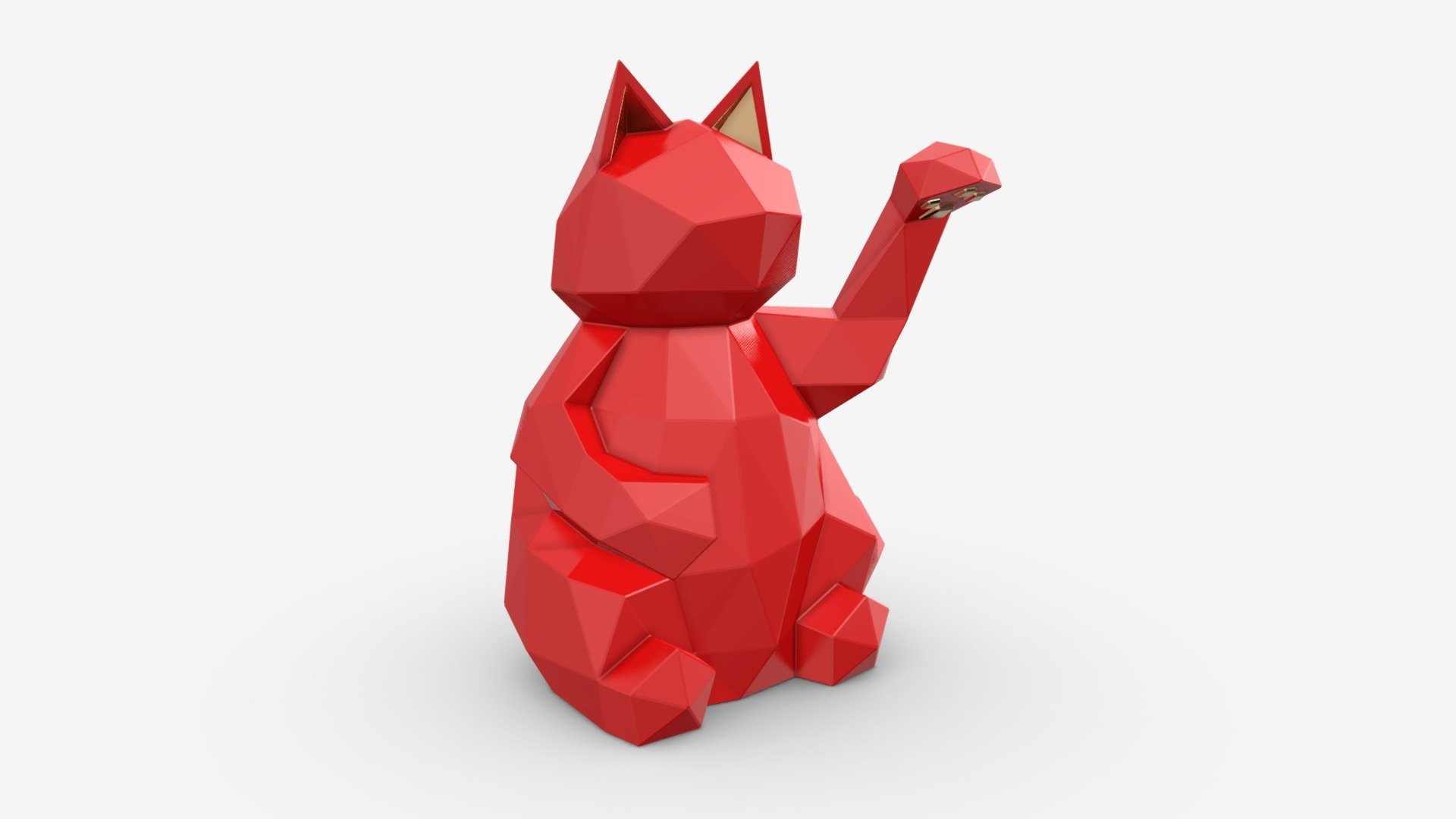 Decorative Stylized Lucky Cat Statuette 3d model