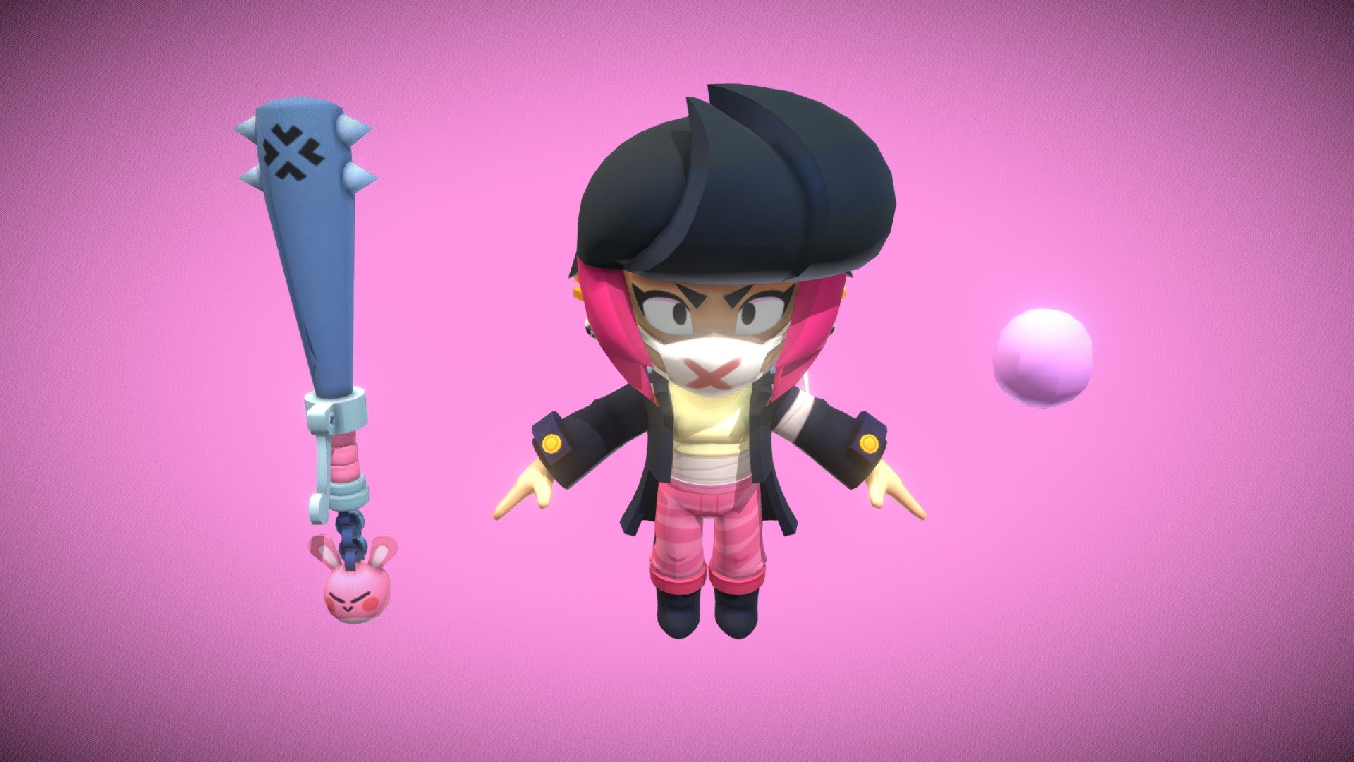 Vicious Bibi t-pose Brawl Stars 3d model