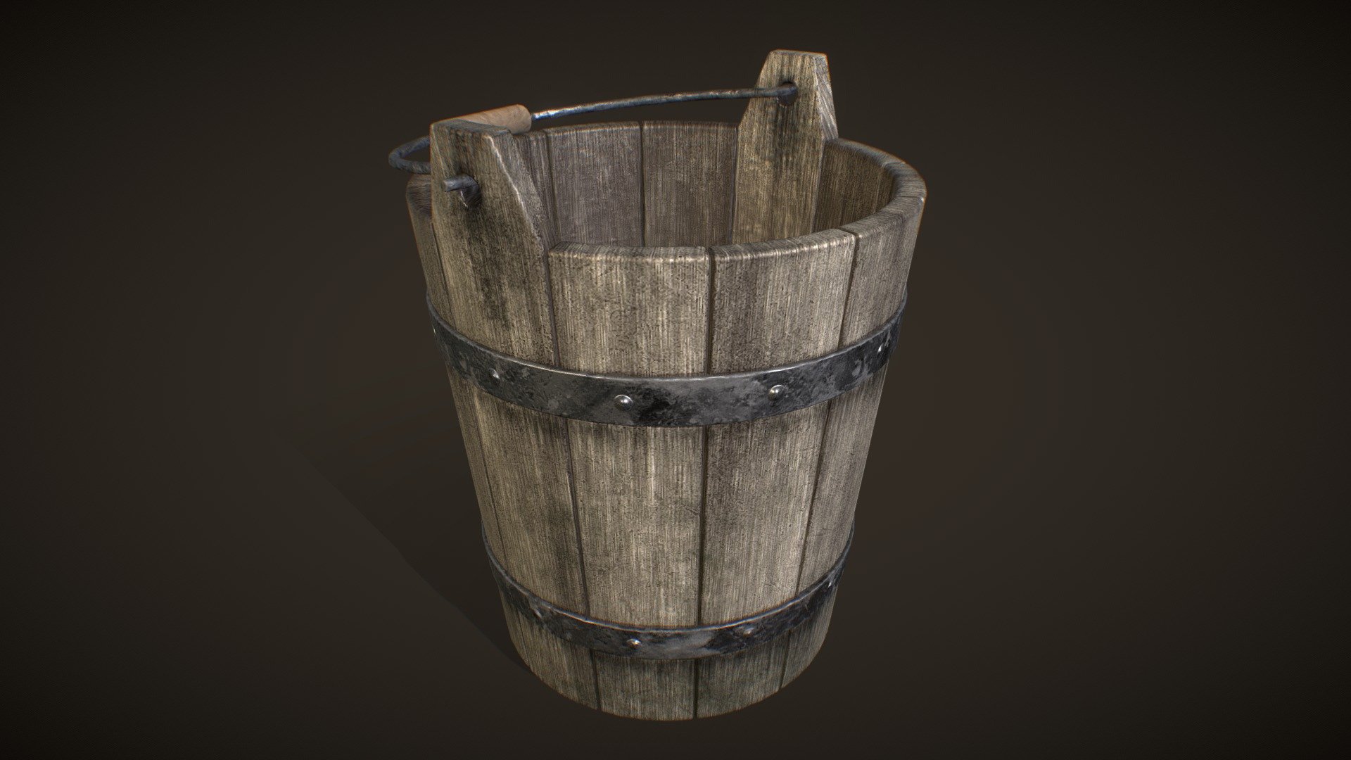 Wooden Water Bucket. Game Ready 3d model