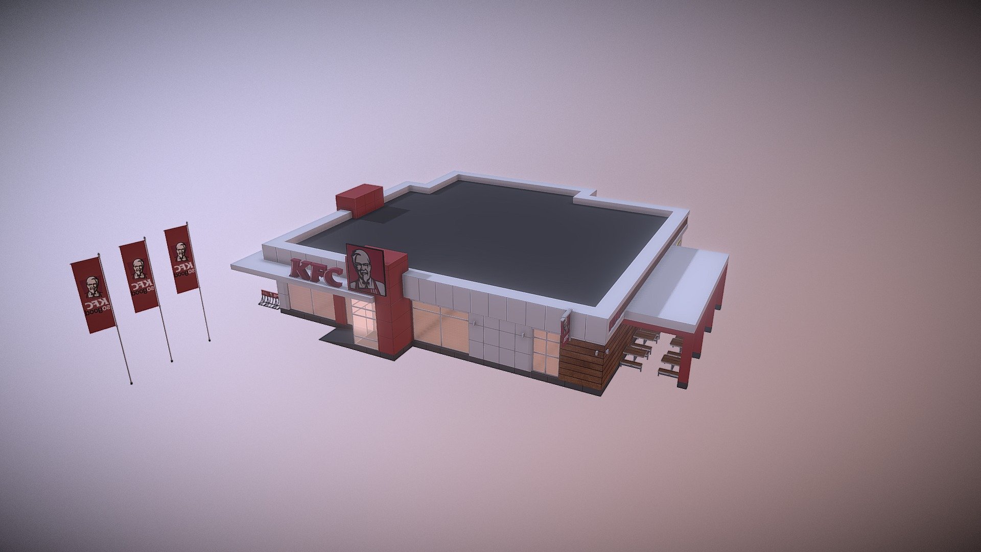 KFC Tamanskaya (Krasnodar, Russia) 3d model