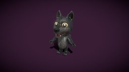 Cartoon Black Wolf Animated 3D Model