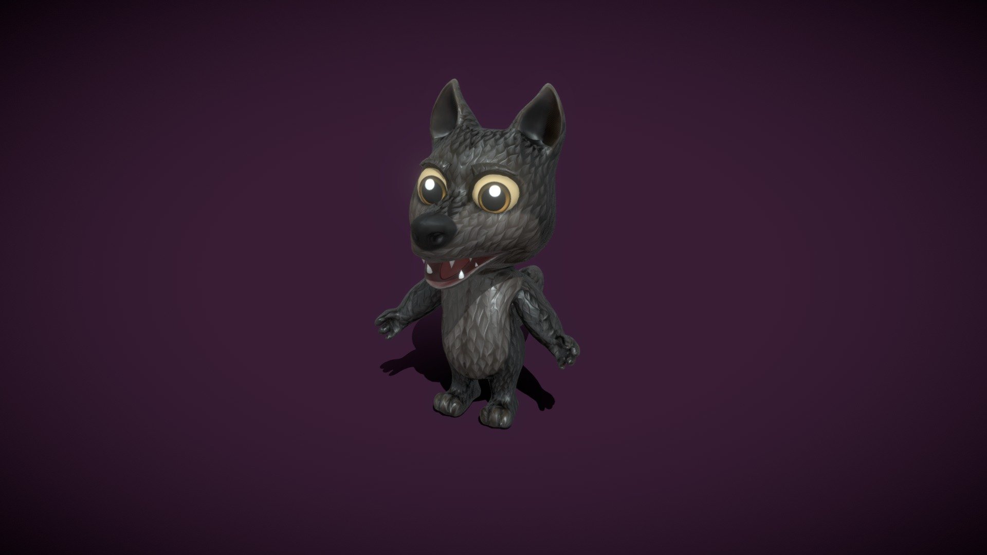 Cartoon Black Wolf Animated 3D Model 3d model