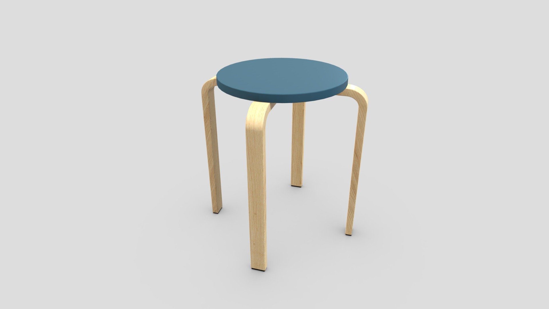 round stool wooden chair 3d model