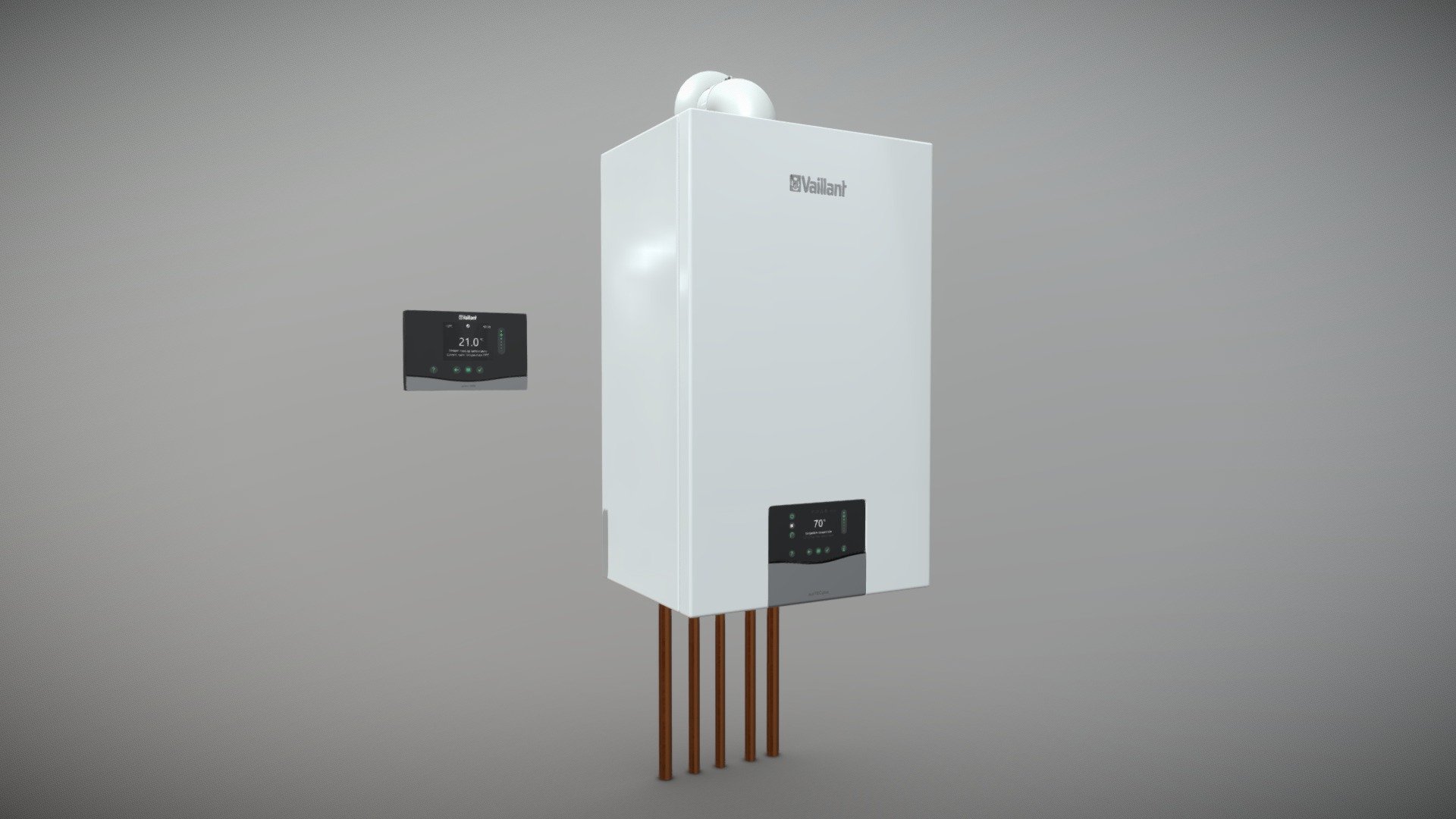 Gas boiler and Vaillant room regulator 3d model