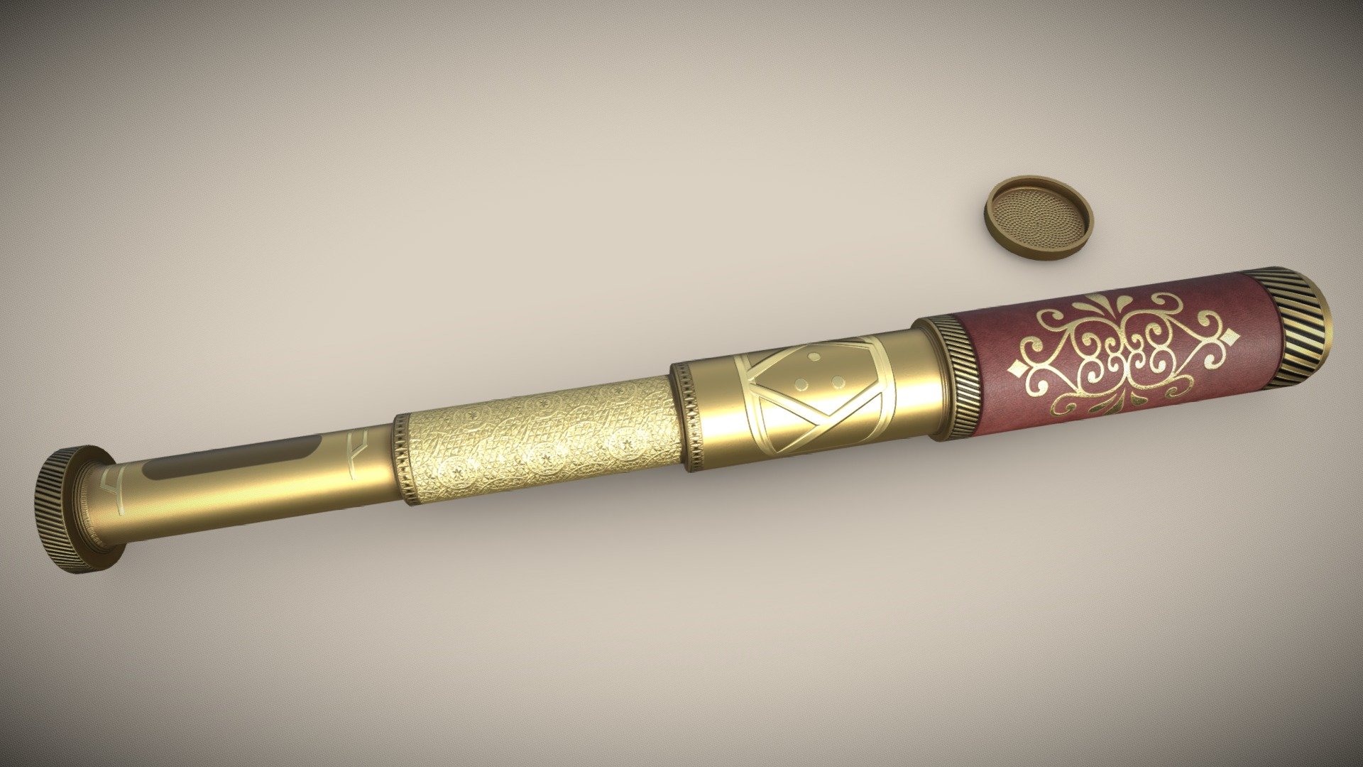 Spyglass for sailors 3D model PBR Low-poly 3d model