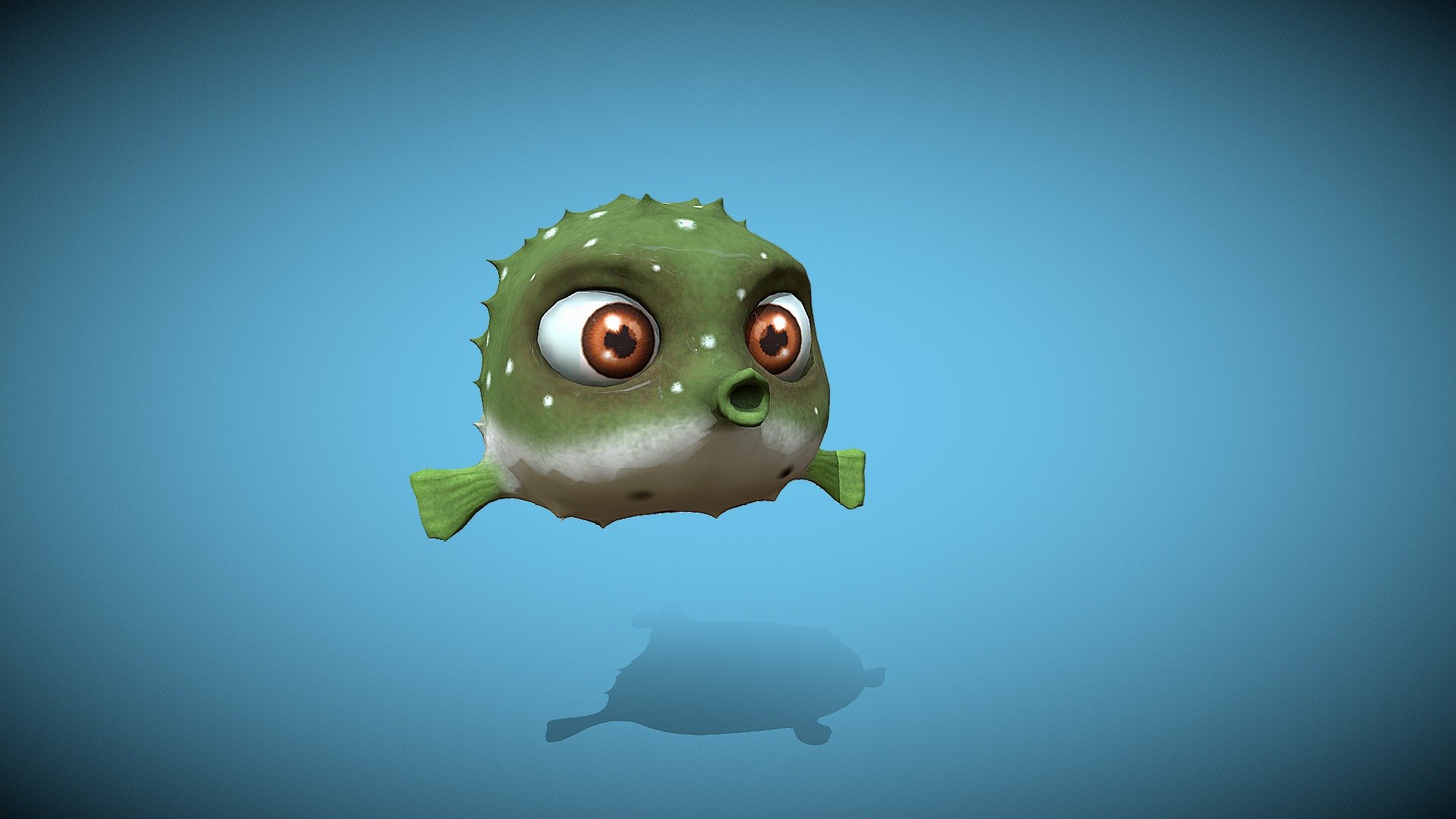 cartoon fugu fish 3d model