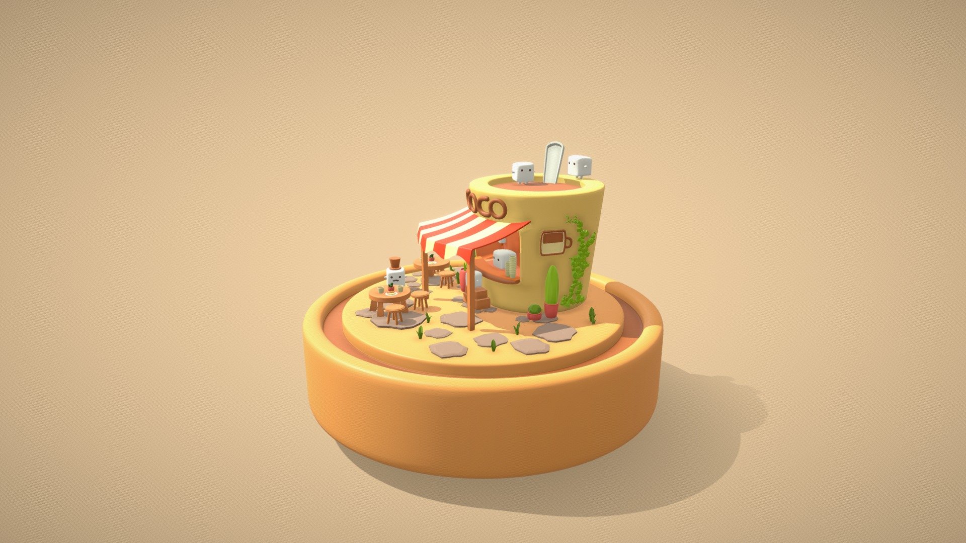 Marsmellow coffee shop 3d model