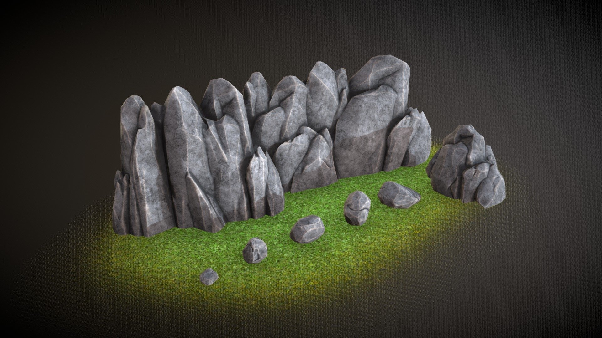 Low-poly set of rock formations 3d model