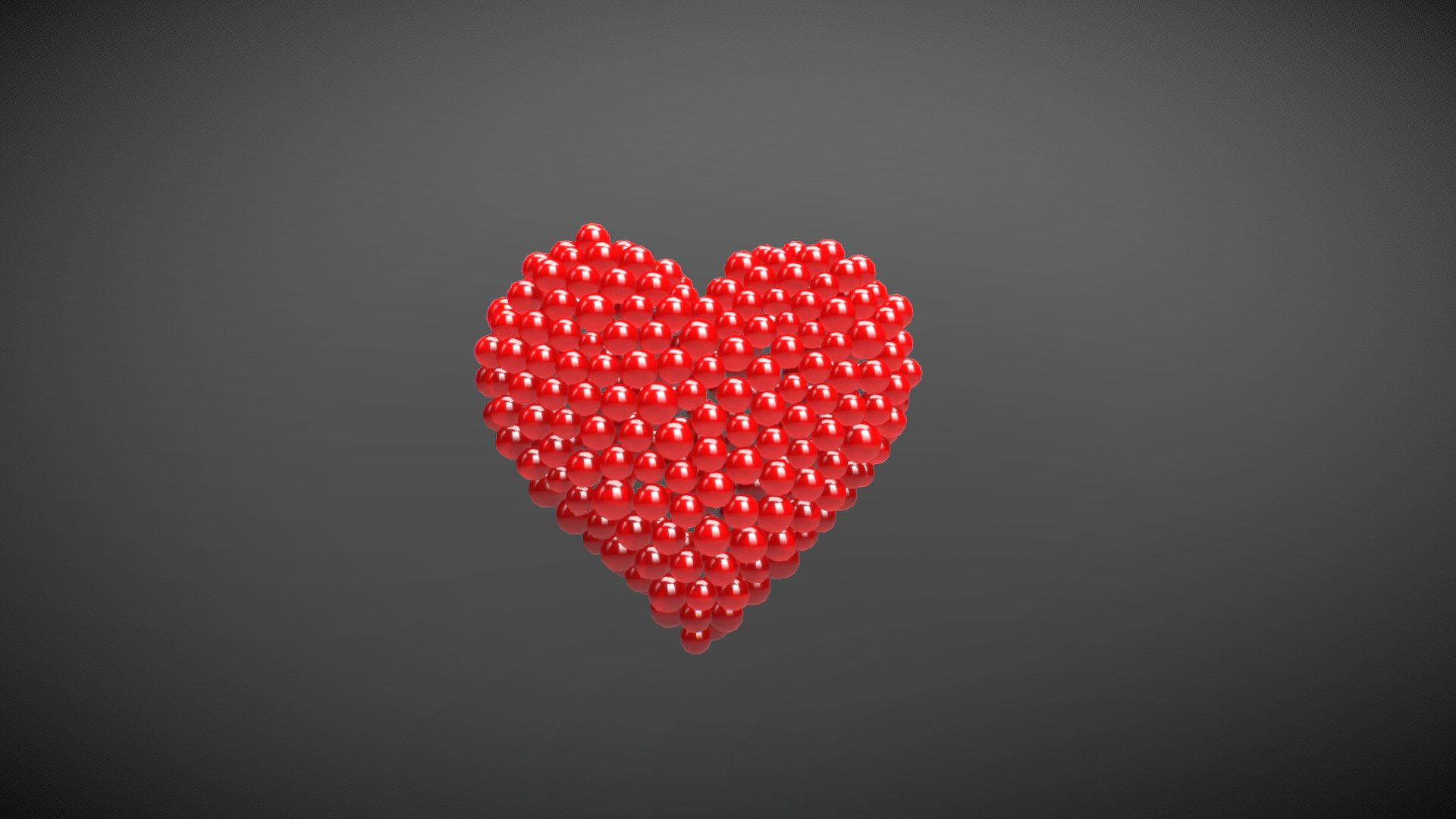 heart shape forming animation from spheres 3d model