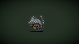 Cartoon Grey Owl Animated 3D Model