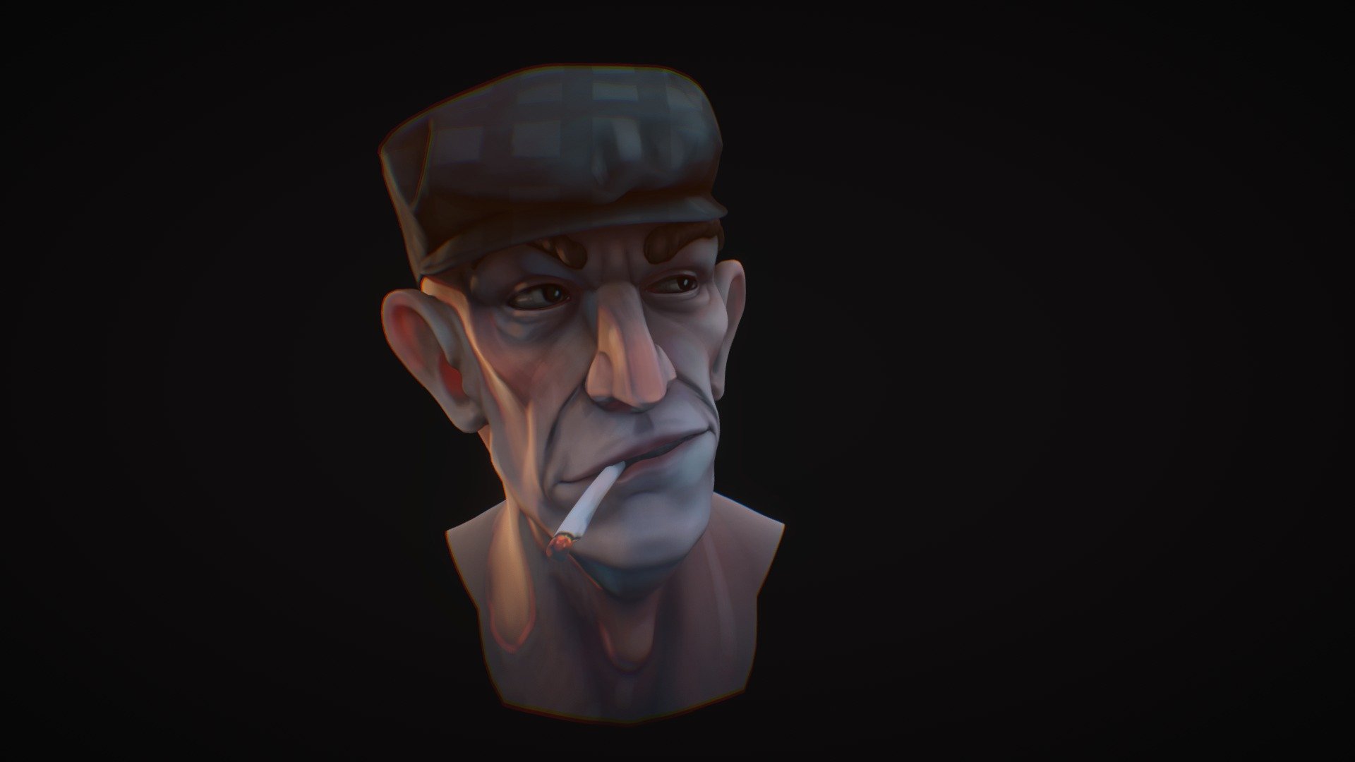 Handpainted Oldman Head 3d model