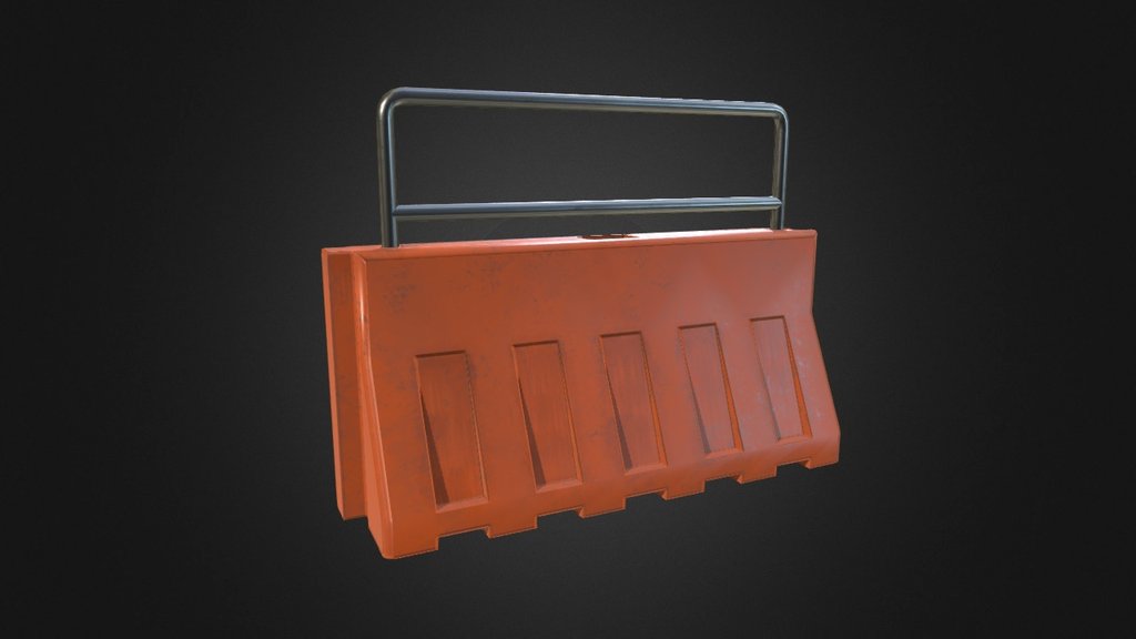 Plastic Road Barrier v2 3d model