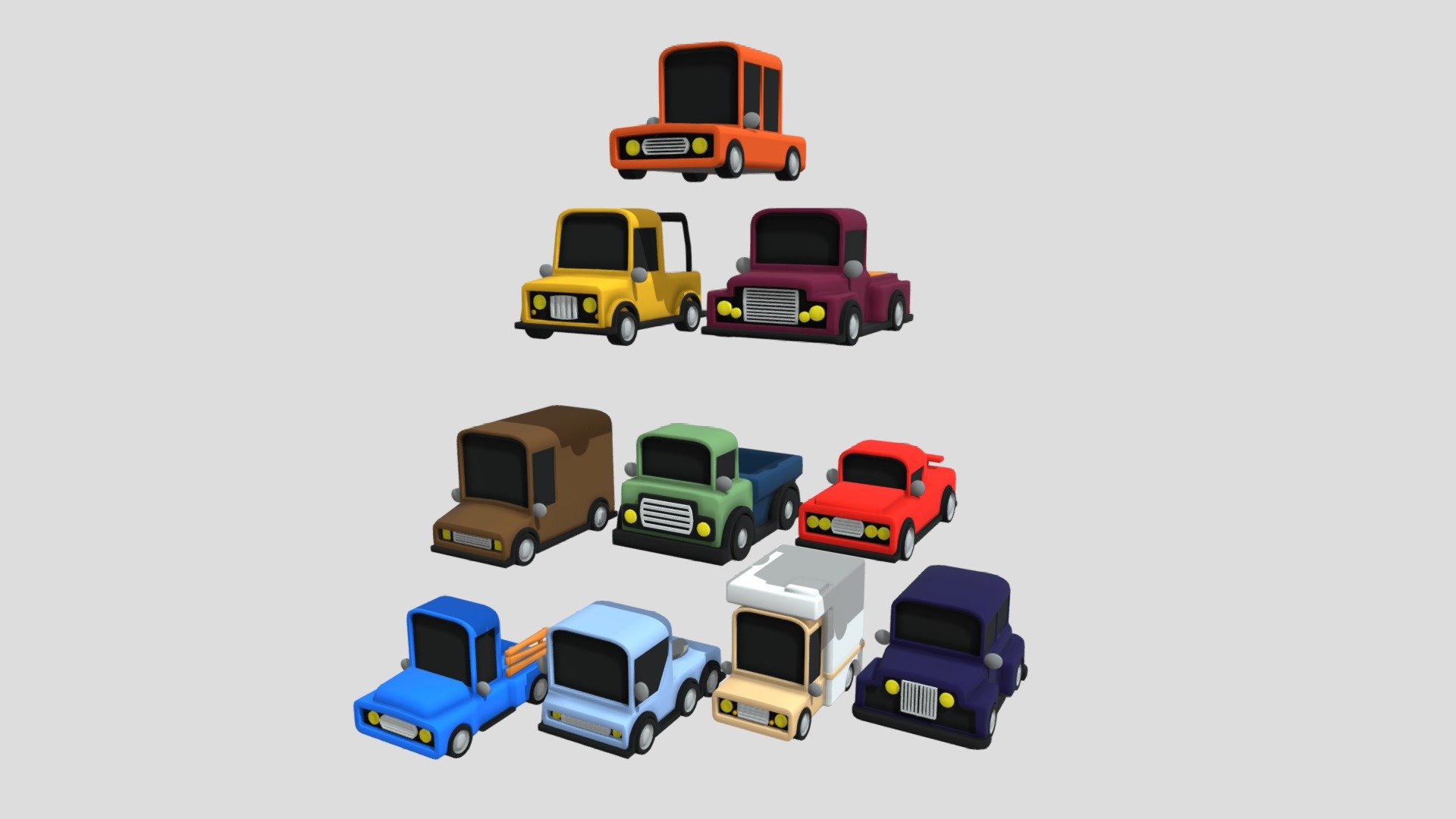 Cars designed for hyper casual games 3d model